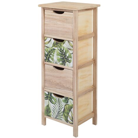 Rebecca Mobili Cajonera Mesita Noche 4 Cajones Madera Verde Moderno 84x34x27