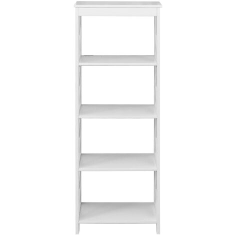 Rebecca Mobili Estantería de madera blanca Librería moderna 4 estantes para el cuarto de baño Sala d