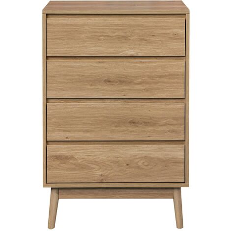 Rebecca Mobili Cómoda 4 Cajones Madera marrón Mueble de dormitorio Estilo nórdico