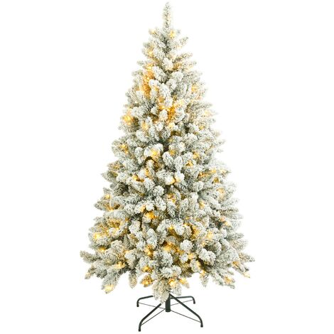 Rebecca Mobili Árbol de Navidad nevado abeto blanco 180 cm 850 ramas de grosor con 300 luces LED inc