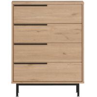 Cajonera 4 Cajones Rebecca Mobili Maguey 95x75x44,5 Tablero de partículas Hierro Marrón Gris Oscuro Moderno