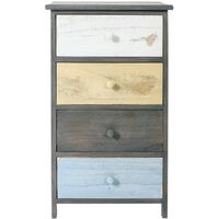 Rebecca Mobili Mesita de Noche Comoda 4 Cajones Madera Gris 72x40x29
