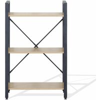 Rebecca Mobili Libreria Estantería de 3 estantes en metal y madera Negro Beige Diseño Moderno