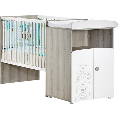 Les Tendances – Lit combiné évolutif 120x60 en 90x190 – Bois blanc – Sommier réglable 3 positions – Fabrication française – Conforme normes NF EN 716