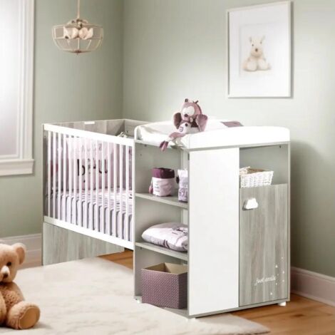 Lit combiné évolutif Smile chêne silex 120x60cm en 90x190cm BABYPRICE - color