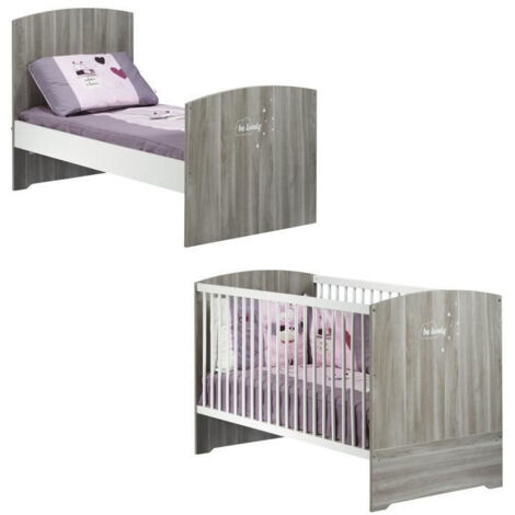 Les Tendances – Lit évolutif bébé 70x140 cm – Bois massif chêne silex – Barreaux amovibles inclus – Conforme aux normes de sécurité EN 716/12221