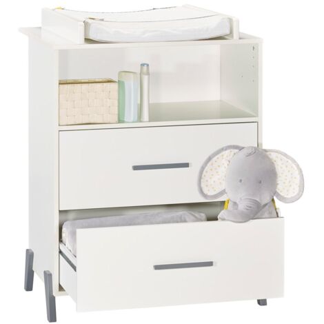 Commode à langer sur pieds en bois blanc