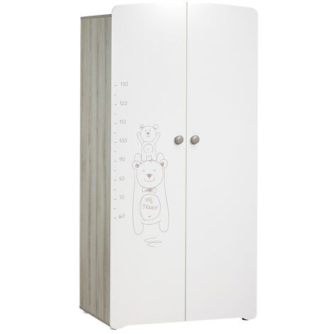 Les Tendances – Armoire enfant 175x85x56cm en mélamine blanche – 3 tablettes mobiles – Penderie intégrée – Fabrication française sans solvant