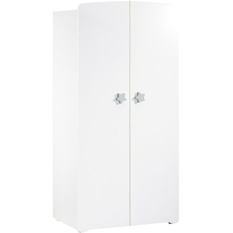 Les Tendances – Armoire bébé 2 portes laquée blanc – 3 tablettes mobiles – Panneau MDF – Fabrication française – Dimensions 85 x 175 x 56 cm