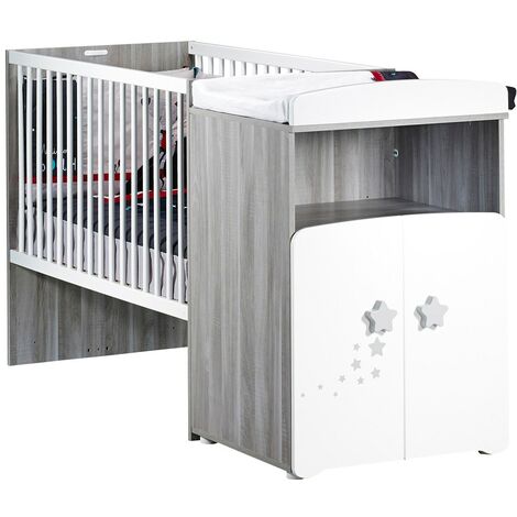 Les Tendances – Lit évolutif bébé 120x60 cm transformable en lit junior 90x190 cm – Panneau MDF et hêtre – 3 positions sommier réglable – Fabrication française