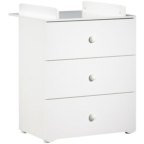 Les Tendances – Commode à langer 3 tiroirs laquée blanche – Dimensions 76 x 97 x 66 cm – Panneaux mélaminés et MDF – Dispositif à langer amovible inclus