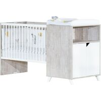 Les Tendances – Lit combiné évolutif 120x60 cm en 90x190 cm – En bois – Commode à langer 2 portes – Fabrication française