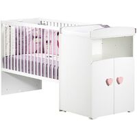 Lit combiné évolutif 120x60 en 90x190 – Sommier réglable 3 positions – Fabrication française – Panneaux MDF laqués blanc – Sauthon