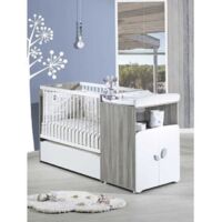 Les Tendances – Lit évolutif bébé 120x60 en 90x190 – Panneaux MDF laqués – Sommier réglable 3 positions – Fabrication française