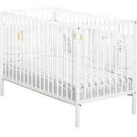 Les Tendances – Lit bébé 120x60 à barreaux en hêtre laqué blanc – Sommier réglable 3 positions – Dimensions 125x84x66 cm – Fabrication Europe