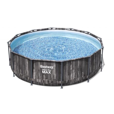Steel Pro MAX™ Frame Pool-Set mit Filterpumpe Ø 366 x 100 cm, Holz-Optik (Mooreiche), rund