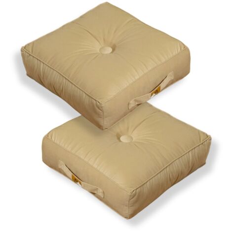 Lot de 2 coussins de sol en velours 40 x 40 x 14 cm lot de 2 - Creme (1/4)