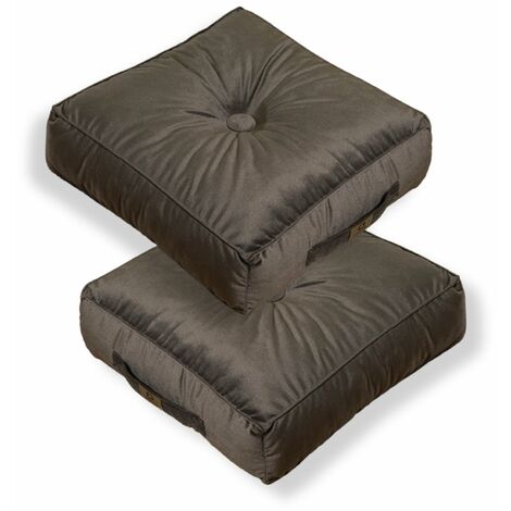 Lot de 2 coussins de sol en velours 40 x 40 x 14 cm lot de 2 - Gris fonce