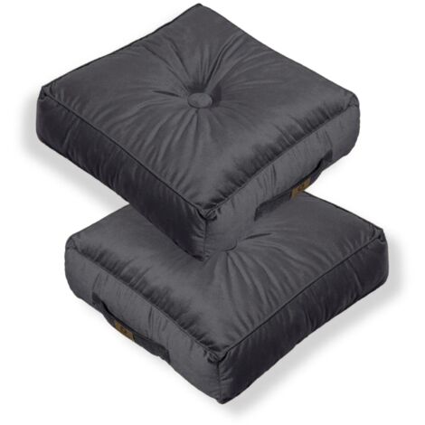 Lot de 2 coussins de sol en velours 54 x 54 x 18 cm lot de 2 - gris foncé