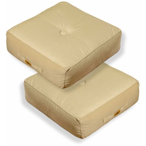 Lot de 2 coussins de sol en velours 54 x 54 x 18 cm lot de 2 - crème