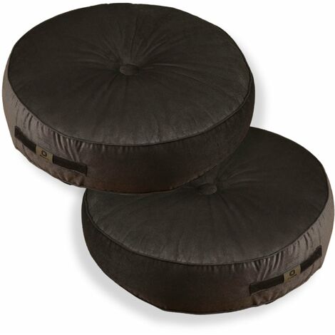 Lot de 2 coussins de sol en velours diamètre 50 lot de 2 - gris foncé (1/5)