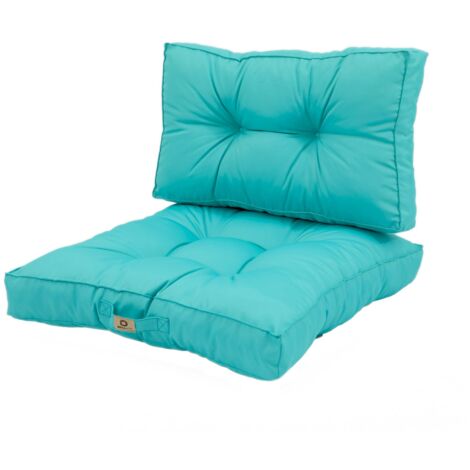 Coussins pour salon de jardin capitonné 50x50cm Bleu caraibes (1/5)