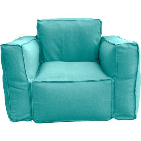 Canapé modulable 90x75x65cm – Tissu Olefin d'extérieur – Garnissage gonflable – Coussins inclus – Couleur bleu caraïbes (1/5)