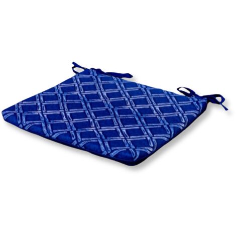 Lot de 4 Galettes de Chaise 35x35x3 cm motif Nautique Bleu (1/5)