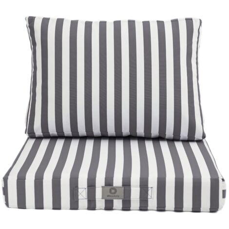 Coussins pour salon de jardin déhoussable 60x60cm Rayure gris foncé