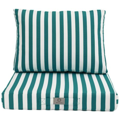 Coussins pour salon de jardin déhoussable 60x60cm - Rayure Vert