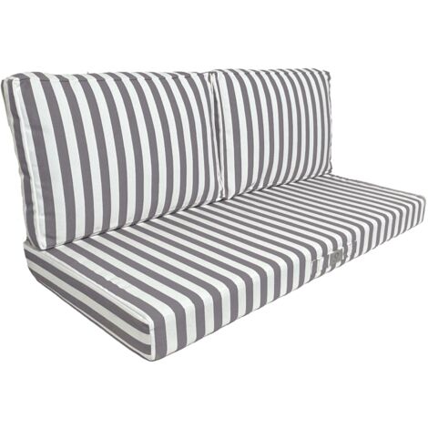Coussins pour salon de jardin déhoussable 120x60cm - Rayure Gris foncé (1/5)