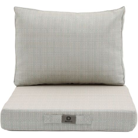 Coussins pour salon de jardin déhoussable 50x50cm Beige Chiné Turquoise (1/5)