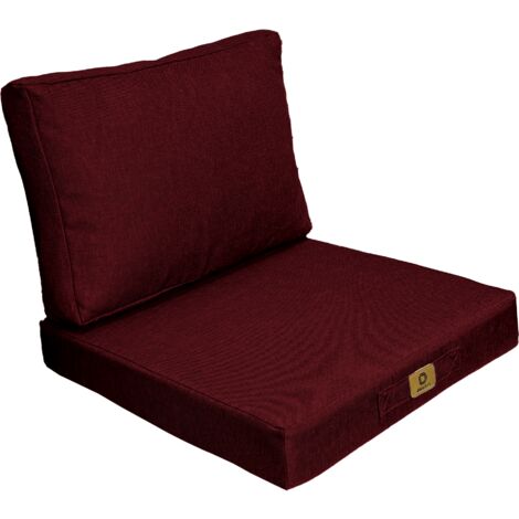 Coussins pour fauteuil effet lin déhoussable 50x50cm prune