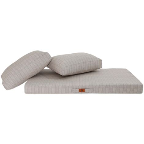Coussins déhoussables pour salon de jardin 120x60cm – Tissu polyester déperlant – Lot de 2 coussins d'assise et de dossier – Couleur beige chiné noir (1/5)