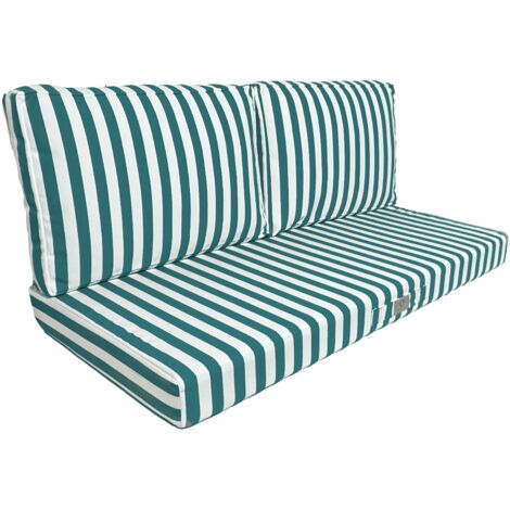Coussins pour salon de jardin déhoussable 100x50cm - Rayure Vert (1/5)
