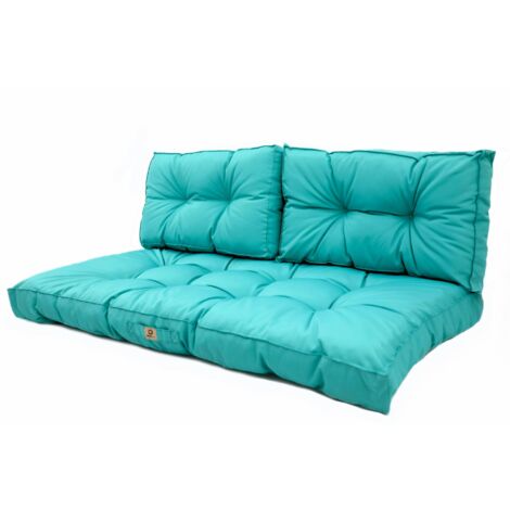 Coussins pour salon de jardin capitonné 100x50cm Bleu caraibes