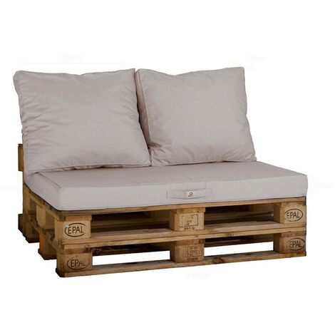 Lot matelas pour palette déhoussable avec assise de 120x80x10cm et dossier Gris Galet
