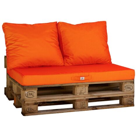 Lot matelas pour palette déhoussable avec assise de 120x80x10cm et dossier Orange