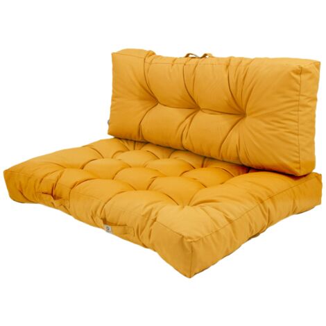 Lot coussins extérieur pour palette jaune miel 120x80 Imperméables Anti-UV DECOARTS