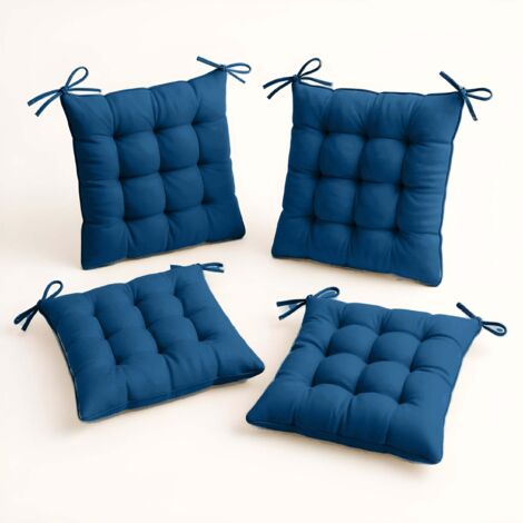Lot de 4 Galettes de chaise en polyester 40 x 40 cm bleu petrole (1/5)
