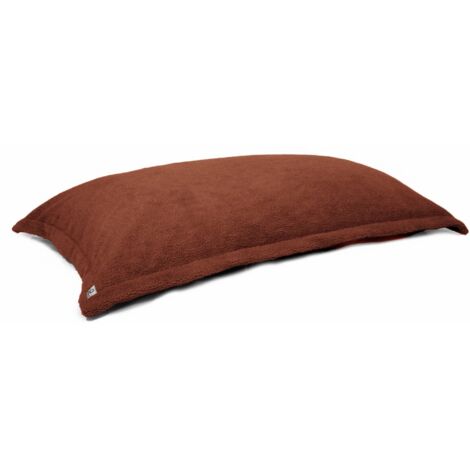 Pouf Intérieur XL - Housse Sherpa (Effet Mouton) Garnissage en flocon de mousse 150x100cm - Terracotta