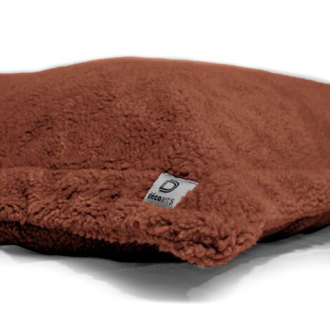 Pouf Intérieur XL - Housse Sherpa (Effet Mouton) Garnissage en flocon de mousse 150x100cm - Terracotta