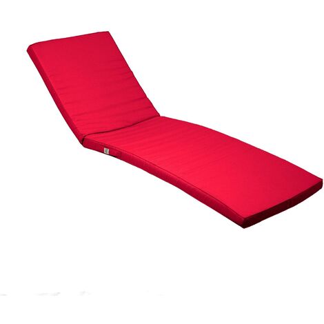 Coussin Bain de Soleil - Matelas pour Transat Déhoussable - 185x60x5cm - Rouge piment