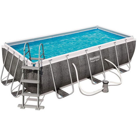 Kit piscine rectangulaire Bestway POWER STEEL FRAME POOL aspect Tressé 412x201x122cm filtration cartouche