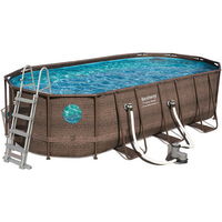 Kit piscine Bestway POWER STEEL SWIM VISTA POOL ovale 549x274x122cm aspect tressé avec hublots