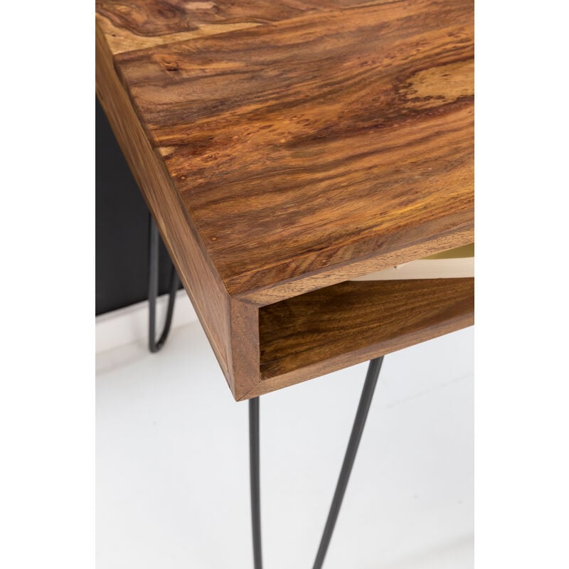 FineBuy Möbel zum Wohlfühlen Massiver Schreibtisch Harlem Sheesham Massiv  Holz 110 x 60 x 76 cm mit Ablage, Computertisch Massivholz mit Metall  Beinen