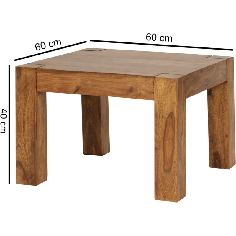 FineBuy Couchtisch PATAN 110 x 60 x 40 cm Holz Massiv, Massiver  Wohnzimmertisch Rechteckig Braun, Beistelltisch Massivholz