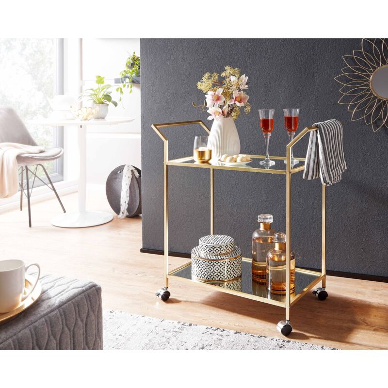 FineBuy Design Servierwagen Gold 67x79 cm Mobile Mini Bar im Servierwagen  Vergleich 2023