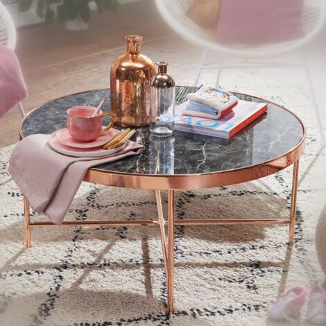 2er Set Couchtisch Rund Wohnzimmertisch Marmor Tisch Sofatisch Modern  Design DE