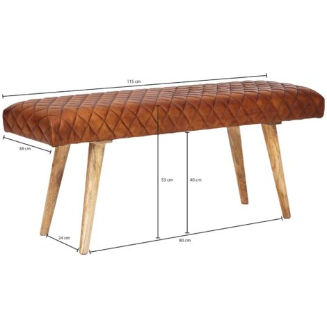 FineBuy Sitzbank Echtleder / Massivholz Bank 115x53x38 Cm, 2er ...